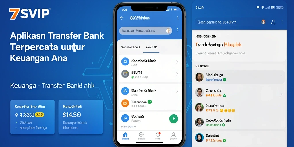 Antarmuka pengguna aplikasi 7SVIP untuk Transfer Bank yang sederhana dan efisien.