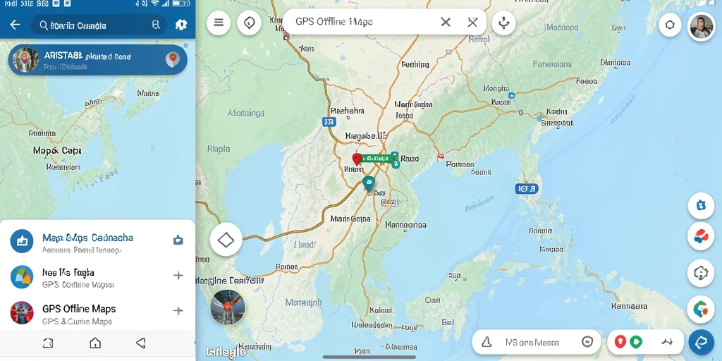 Tampilan antarmuka ARISTA88 dengan fungsi GPS Offline Maps yang sederhana.