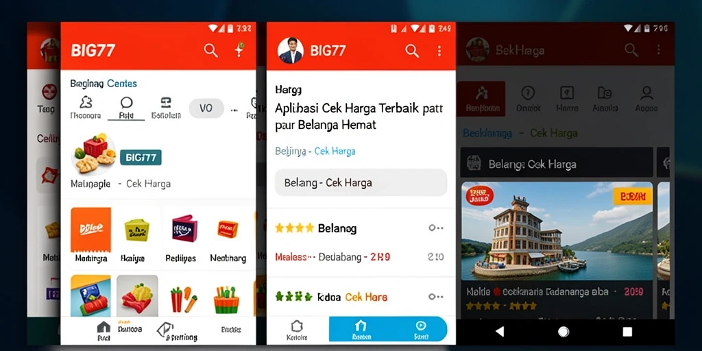 Tampilan antarmuka aplikasi BIG77 saat mencari harga produk.