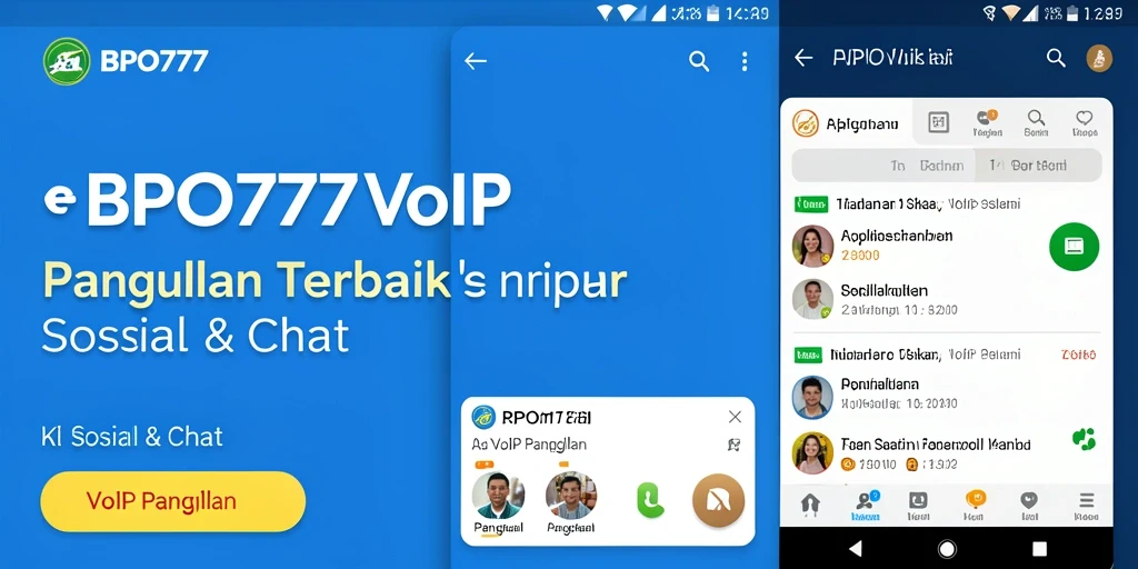 Antarmuka aplikasi BPO777 untuk VoIP Panggilan yang sederhana dan menarik.