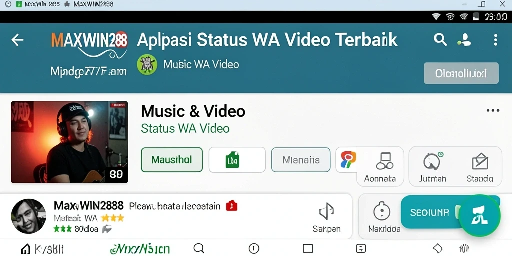Tampilan antarmuka aplikasi MAXWIN288 yang user-friendly untuk Status WA Video.