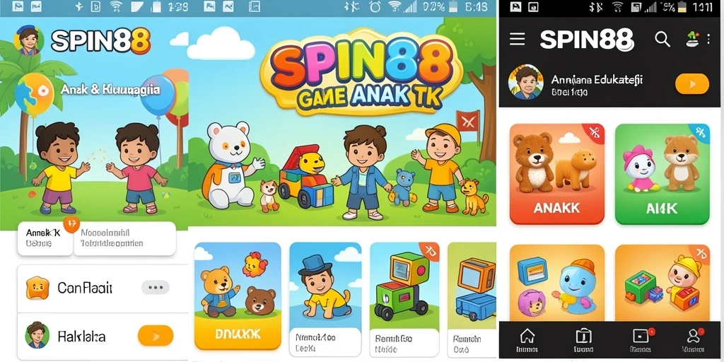 Antarmuka menarik dari aplikasi Game Anak TK SPIN88.